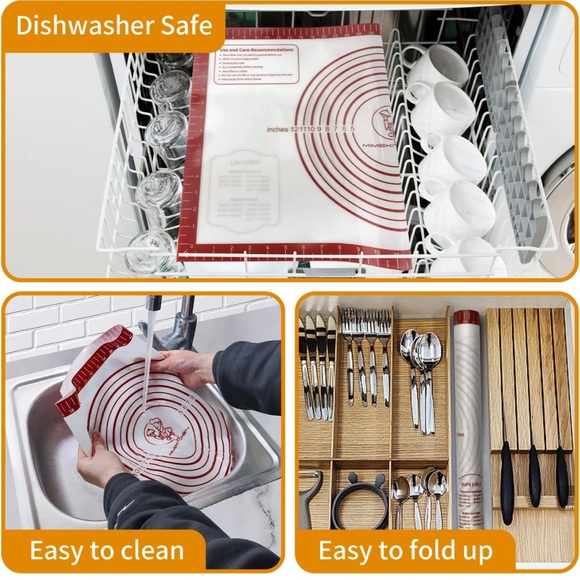 Bread Mat Silicone Non Stick Pastry Mat Oven Liner Baking Supplies Sheet Red SR4 - Picture 6 of 6